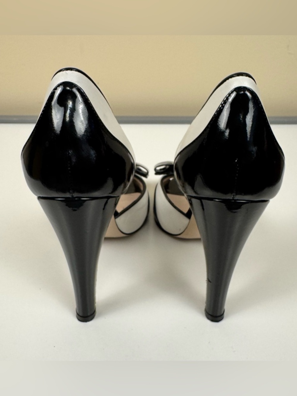 Salvatore Ferragamo Manuela 11 BCM Patent Leather Peep Toe Pumps - Picture 8 of 10